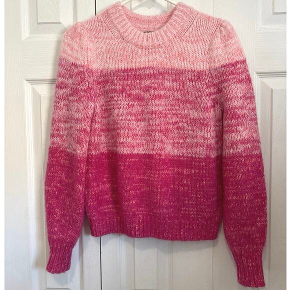 Banana Republic Pink Striped Merino Wool Alpaca Blend Crewneck Sweater XS - Picture 1 of 6